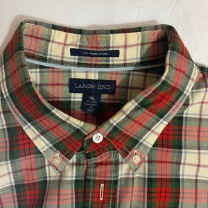 Land's End Sail Rigger Oxford Red Plaid Shirt
